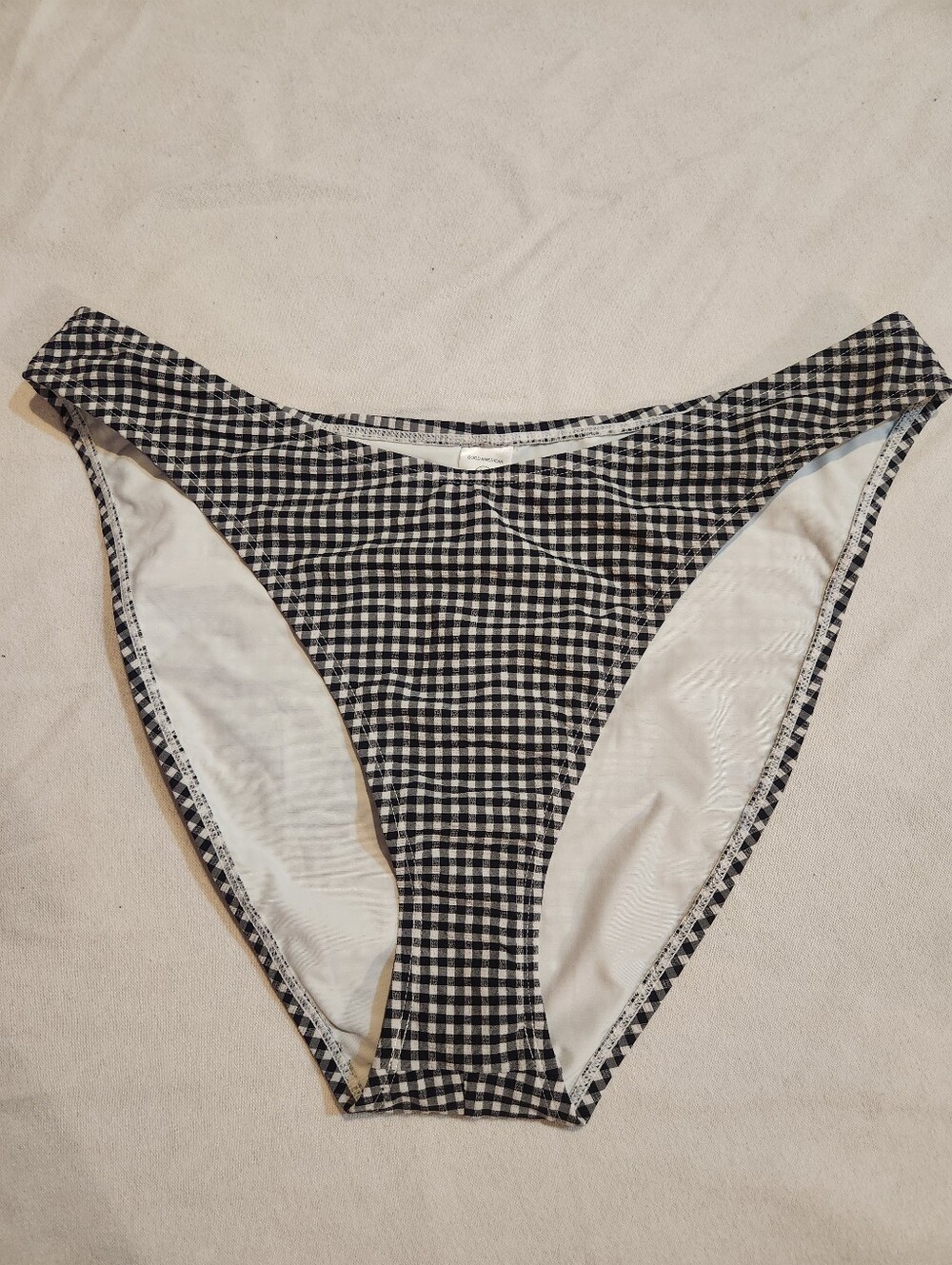 Good American Black and White Gingham Bikini Bottoms Plaid 2XL